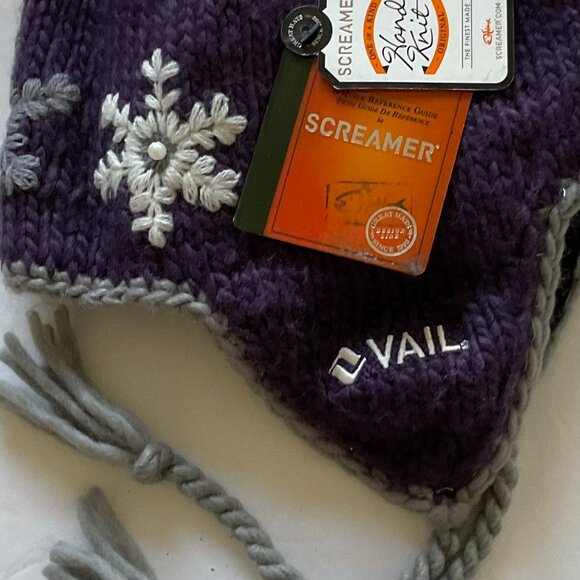 SCREAMER Women's Hand Knit "Vail" Hat with Ties NWT Size OSFM - Picture 2 of 7